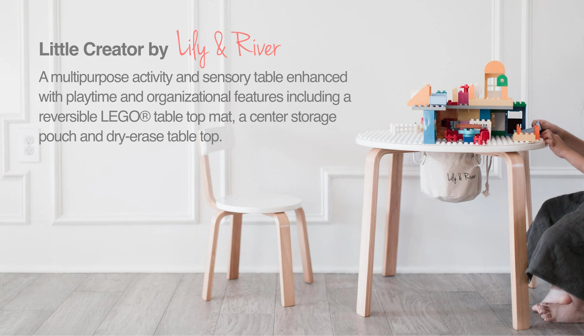 Little Creator by Lily & River | Children's Smart Activity Table | Dry Erase Surface | Lego + Duplo Mat