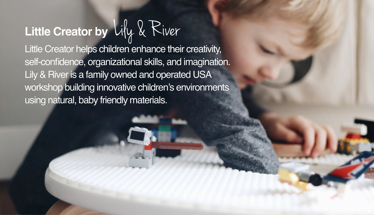Little Creator by Lily & River | Children's Smart Activity Table | Dry Erase Surface | Lego + Duplo Mat