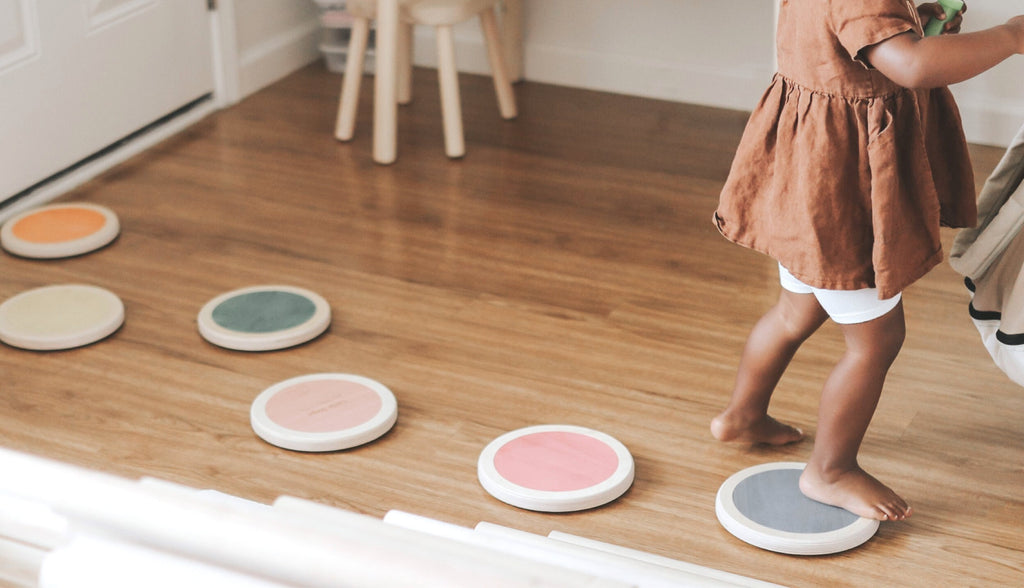 Little Steps by Lily & River | Jump, Balance and Play | 6 Colorful Hardwood Stepping Stones