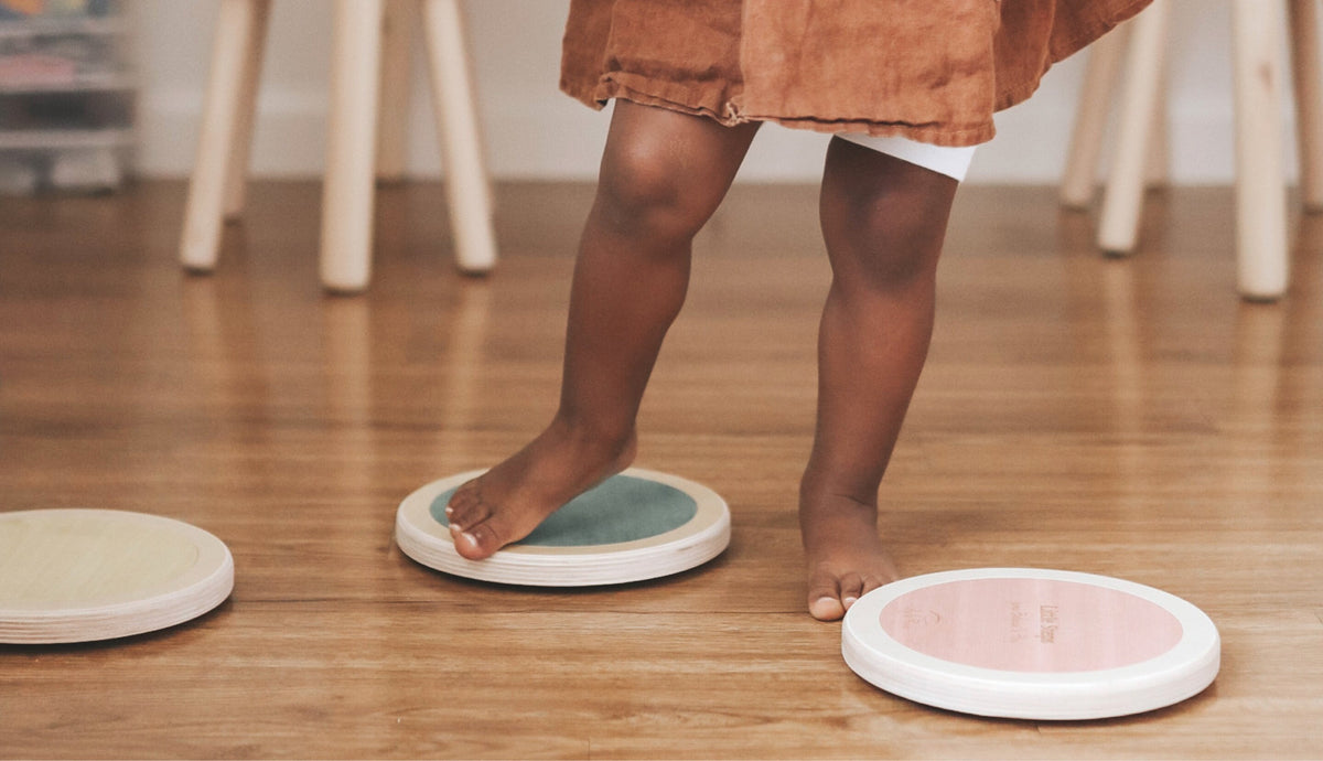 Little Steps by Lily & River | Jump, Balance and Play | 6 Colorful Hardwood Stepping Stones