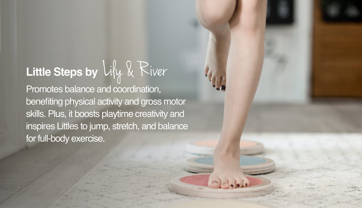 Little Steps by Lily & River | Jump, Balance and Play | 6 Colorful Hardwood Stepping Stones