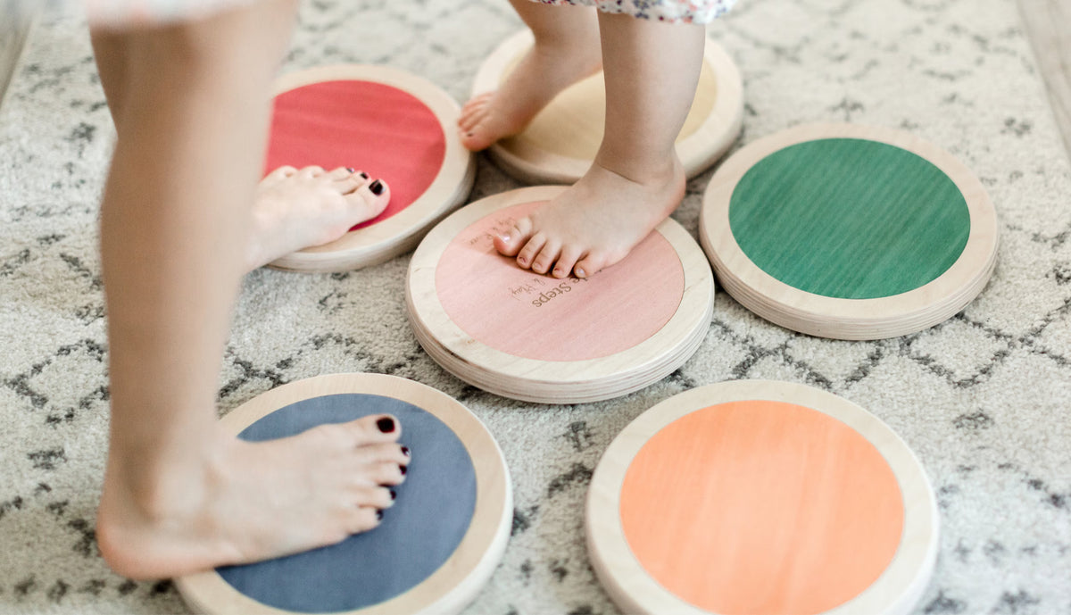 Little Steps by Lily & River | Jump, Balance and Play | 6 Colorful Hardwood Stepping Stones