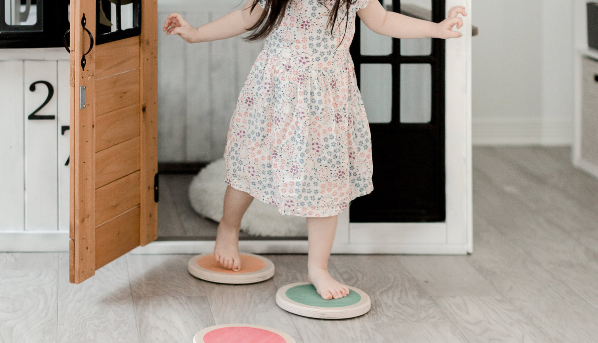Little Steps by Lily & River | Jump, Balance and Play | 6 Colorful Hardwood Stepping Stones
