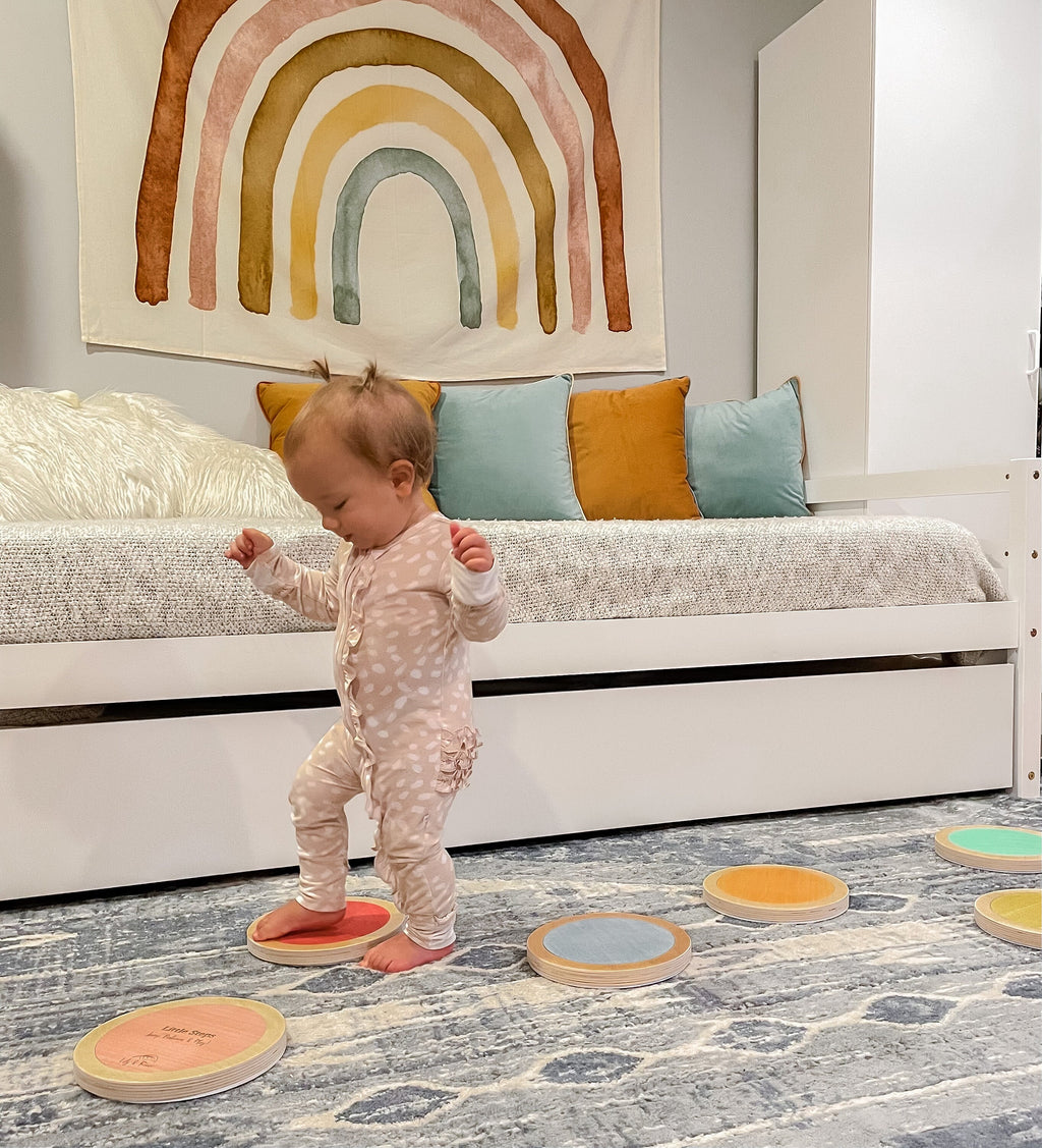 Little Steps by Lily & River | Jump, Balance and Play | 6 Colorful Hardwood Stepping Stones