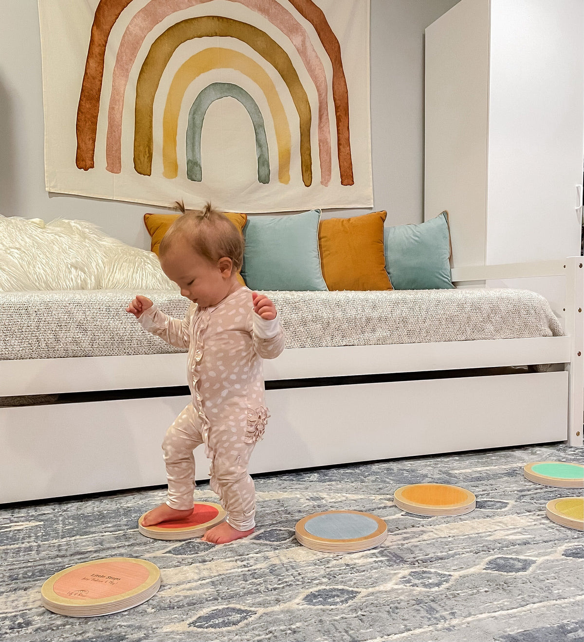 Little Steps by Lily & River | Jump, Balance and Play | 6 Colorful Hardwood Stepping Stones