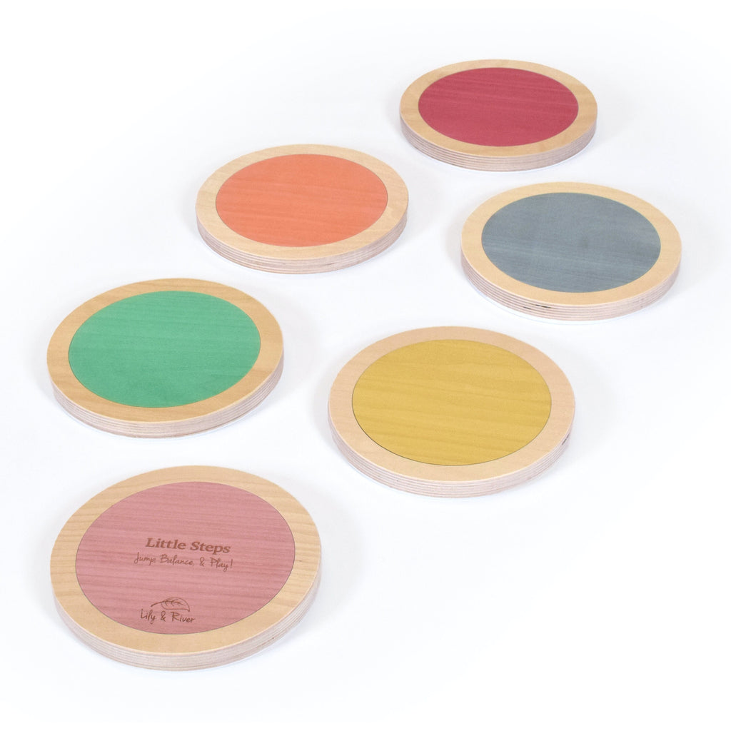 Little Steps by Lily & River | Jump, Balance and Play | 6 Colorful Hardwood Stepping Stones