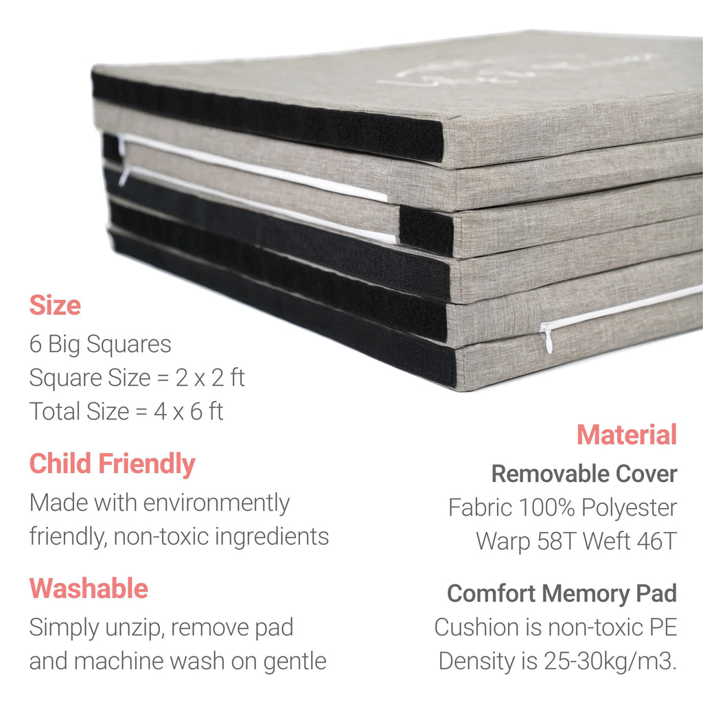 Big Mat by Lily & River | Landing Pad | Connectable, Washable, and Stackable | Premium Thick Bouncy Memory Foam Pad